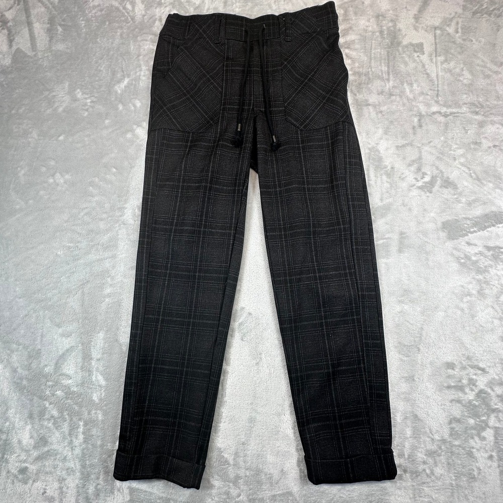 Democracy‎ Womens S High Rise Black Plaid Ankle Pants Drawstring Cuff